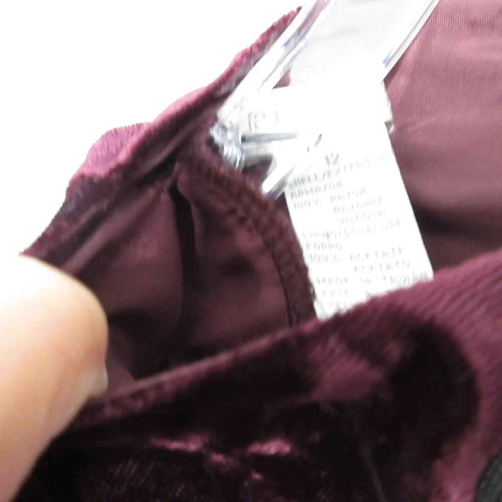 Vintage Liz Claiborne Dress‎ 12 Burgundy Velvet Asian Whimsigoth Midi Grunge 90s
